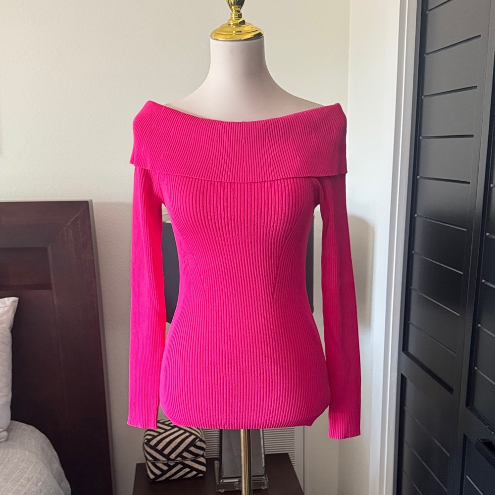Michael Kors Vibrant Pink Off-Shoulder Sweater